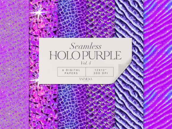 Download Purple Holographic Digital Paper Seamles - Holographic digital paper Collection