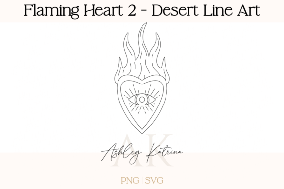 Download Flaming Heart 2- Western Desert Line Art - Flaming Collection