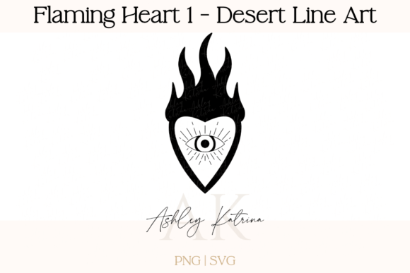 Download Flaming Heart 1- Western Desert Line Art - Flaming Collection