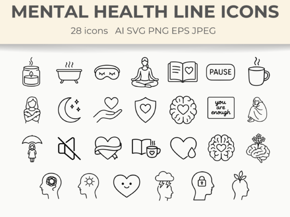 Download Mental Health Line Icons Minimal Vector - Icon Collection
