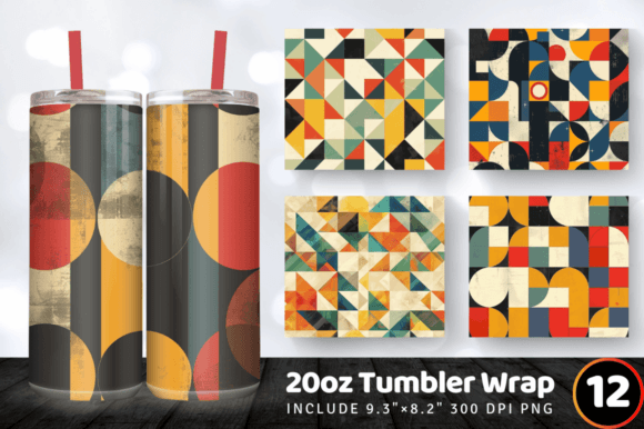 Download Retro Geometric Shapes Tumbler Wrap - Retro geometric shapes Collection