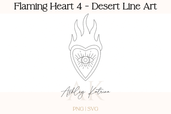 Download Flaming Heart 4- Western Desert Line Art - Flaming Collection