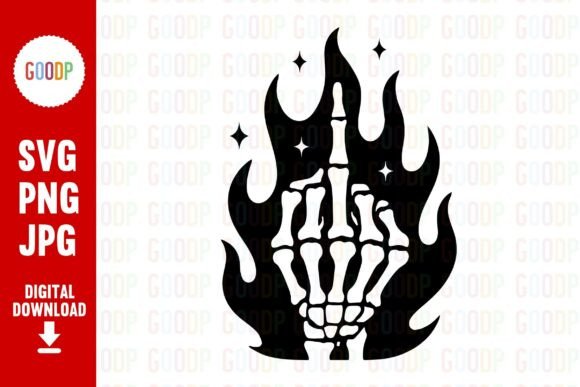 Download Flaming Skeleton Middle Finger SVG - Flaming Collection