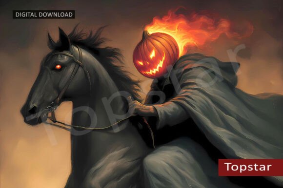 Download Halloween Decor Flaming Pumpkin Head Art - Flaming Collection