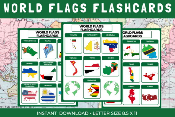 Download Flags of the World Geography Flashcards - Geography Collection