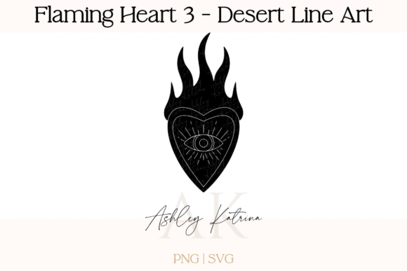 Download Flaming Heart 3- Western Desert Line Art - Flaming Collection