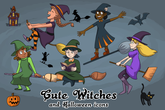 Download Cute Witches and Halloween Icons - Icon Collection