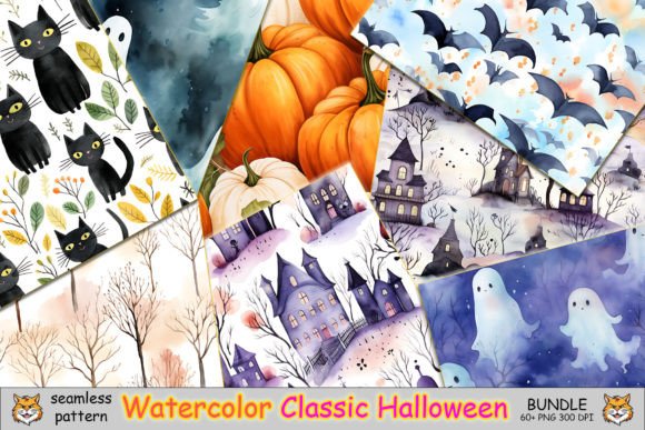 Download Classic Halloween Icons Seamless Pattern - Icon Collection