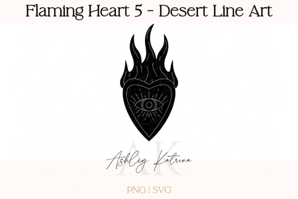 Download Flaming Heart 5- Western Desert Line Art - Flaming Collection